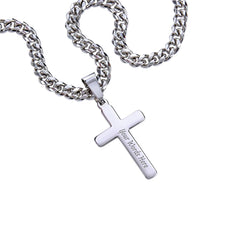 Cuban Link Chain with Engraved Artisan Cross - For Son Love Mom